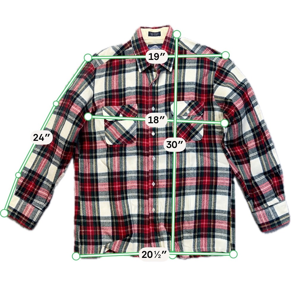 Vintage Backpacker Plaid Flannel Shirt Men Medium Red Green 70s/80s Long Sleeve - Picture 8 of 9